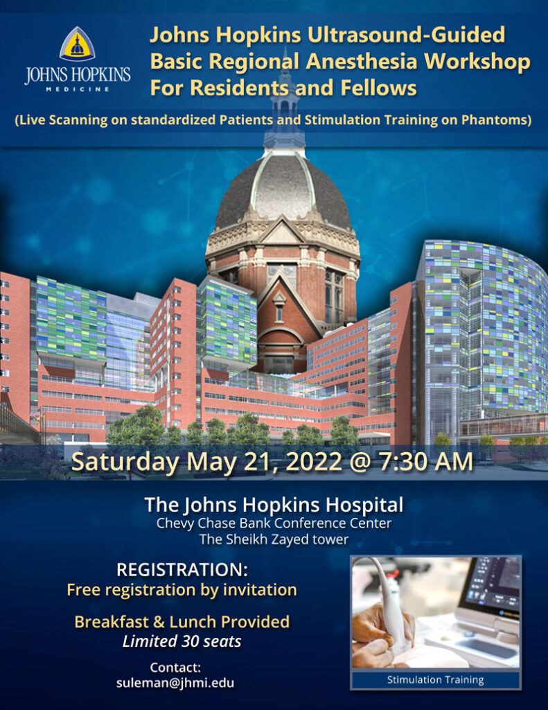 Register for John Hopkins Regional Anesthesia Johns Hopkins